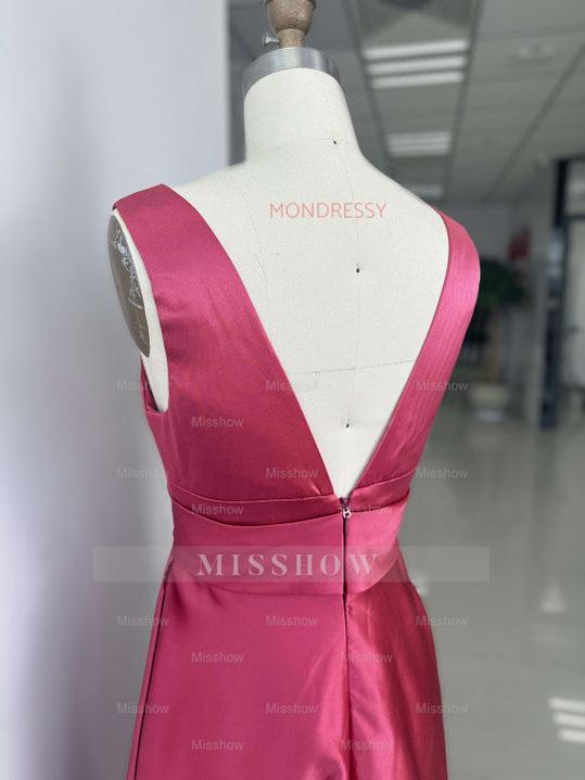 V-Neck Sleeveless A-Line Princess Mother Of The Bride Dress With Side Split