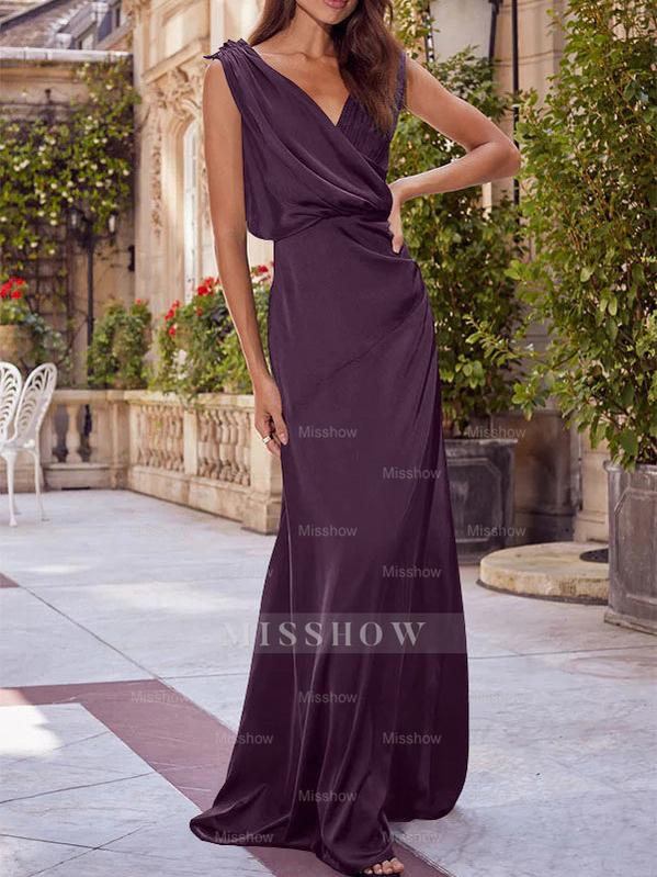 V-Neck Sleeveless Floor-Length A-Line Princess Gown for the Mother of the Bride with Ruched Details