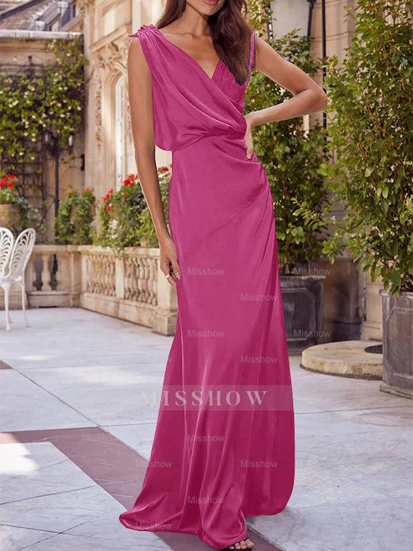 V-Neck Sleeveless Floor-Length A-Line Princess Gown for the Mother of the Bride with Ruched Details