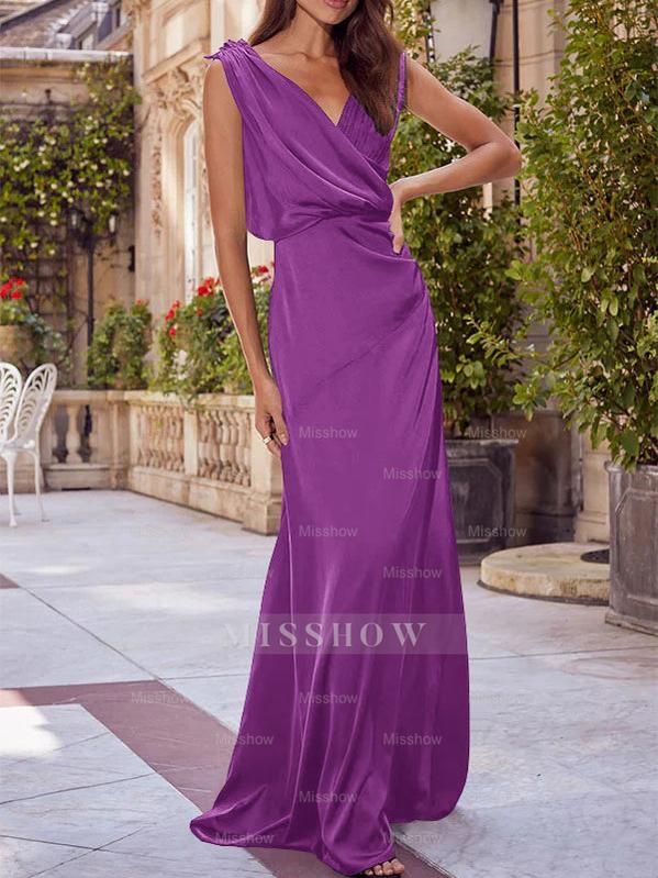 V-Neck Sleeveless Floor-Length A-Line Princess Gown for the Mother of the Bride with Ruched Details