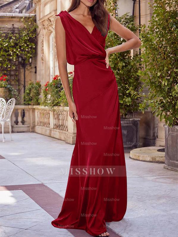 V-Neck Sleeveless Floor-Length A-Line Princess Gown for the Mother of the Bride with Ruched Details