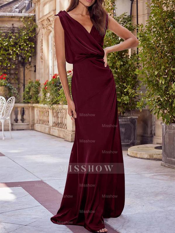 V-Neck Sleeveless Floor-Length A-Line Princess Gown for the Mother of the Bride with Ruched Details