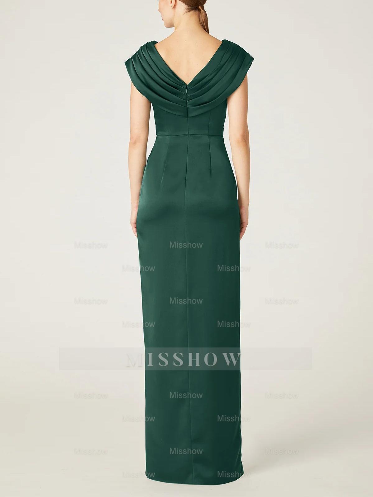 V-Neck Sleeveless Floor-Length Sheath/Column Mother Of The Bride Dress with Ruffles