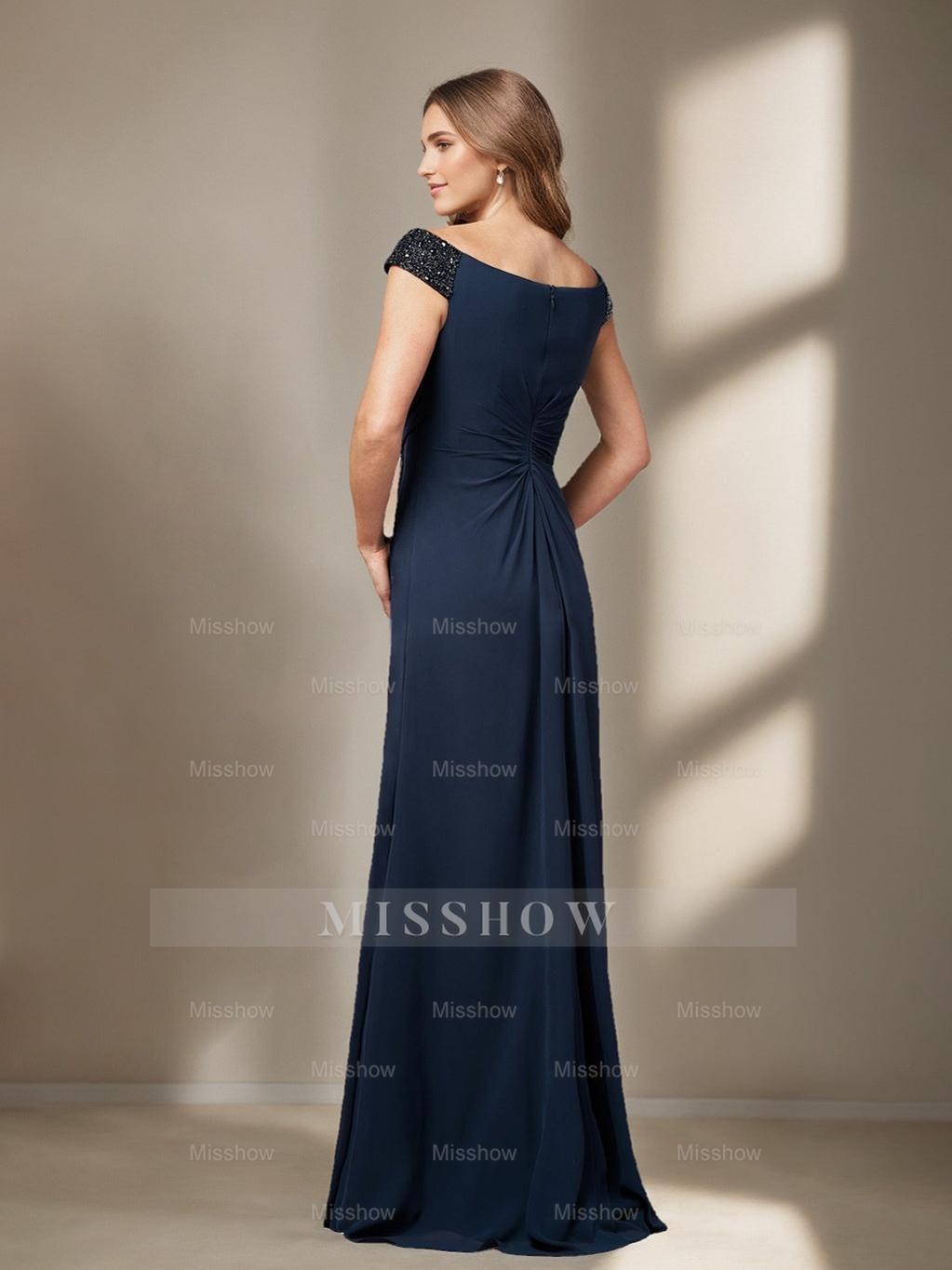 V-Neck Sleeveless Plus Size A-Line Princess Floor-Length Mother of the Bride Dress with Sequins and Ruffles
