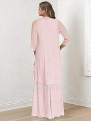 V-Neck Sleeveless Plus Size Floor-Length Mother of the Bride Sheath Dress with Wrap