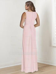 V-Neck Sleeveless Plus Size Floor-Length Mother of the Bride Sheath Dress with Wrap