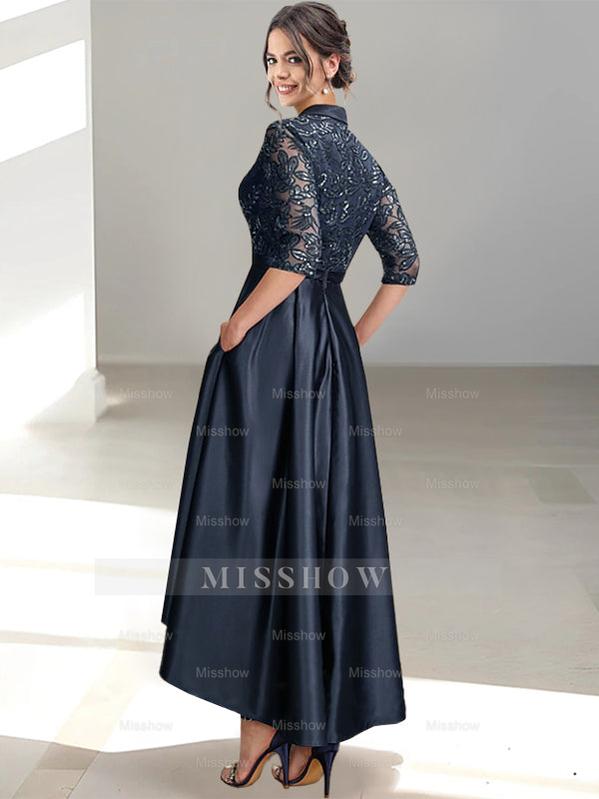 V-Neck Tea-Length Sheath/Column Dresses for the Mother of the Bride
