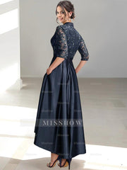 V-Neck Tea-Length Sheath/Column Dresses for the Mother of the Bride