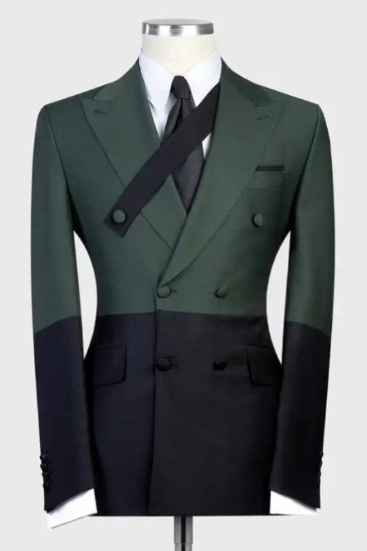 Verdant Peaked Lapel Double-Breasted Fashion Prom Suit