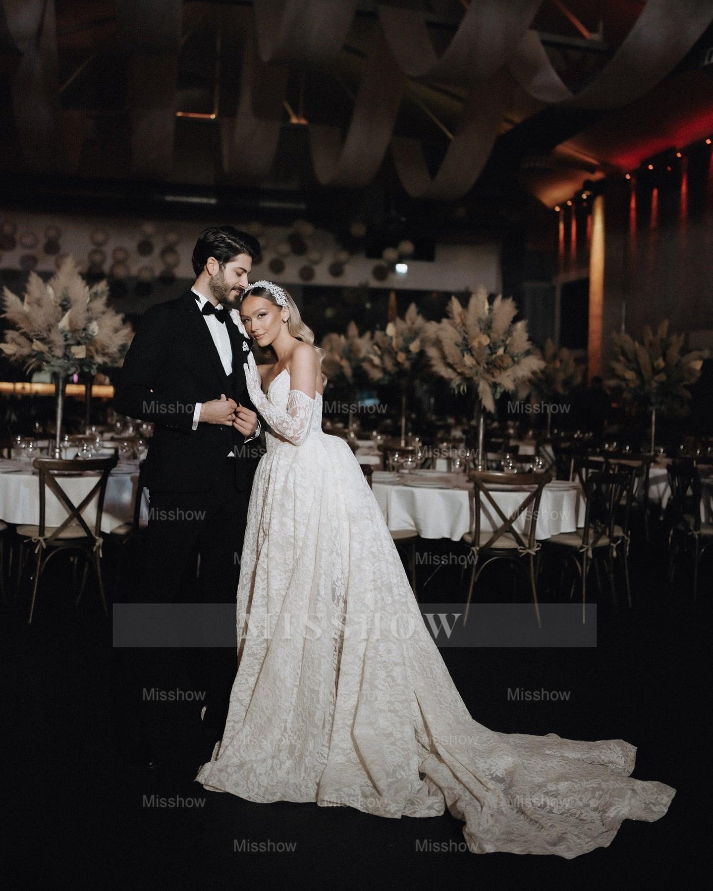 White strapless lace ball gown wedding dress