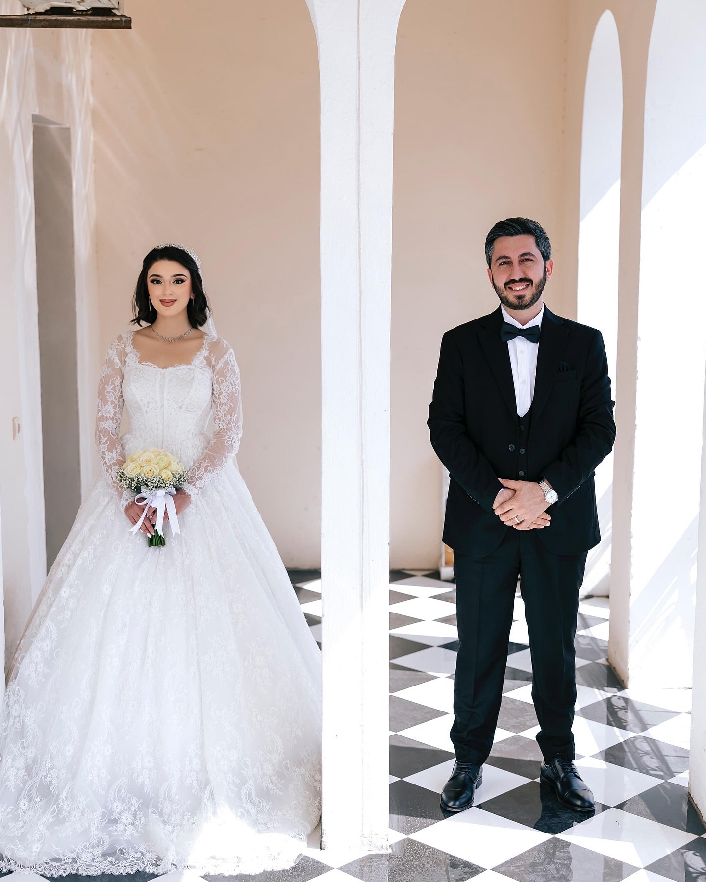 White Lace Ball Gown Wedding Dress Sweetheart Sheer Long Sleeves Floral Lace Appliqué Beading Cathedral Train Bridal Gown
