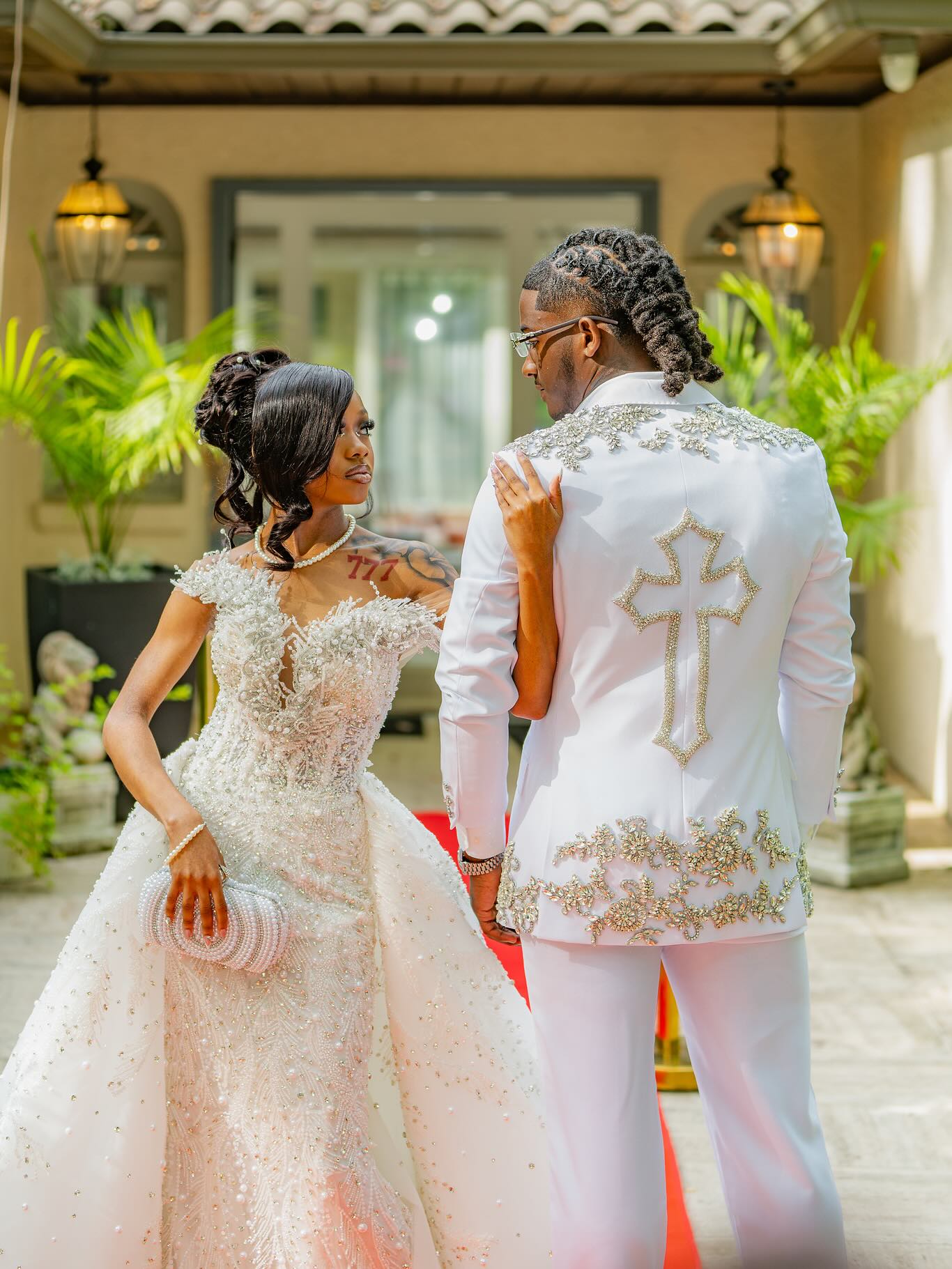 White Mermaid Prom Dress with Detachable Ball Gown Overskirt Off Shoulder Sweetheart 3D White Feather Fringe Floral Beading Shoulder Silver Baroque Scroll Lace Rhinestone Sequin Barely There Sweep Train Gown