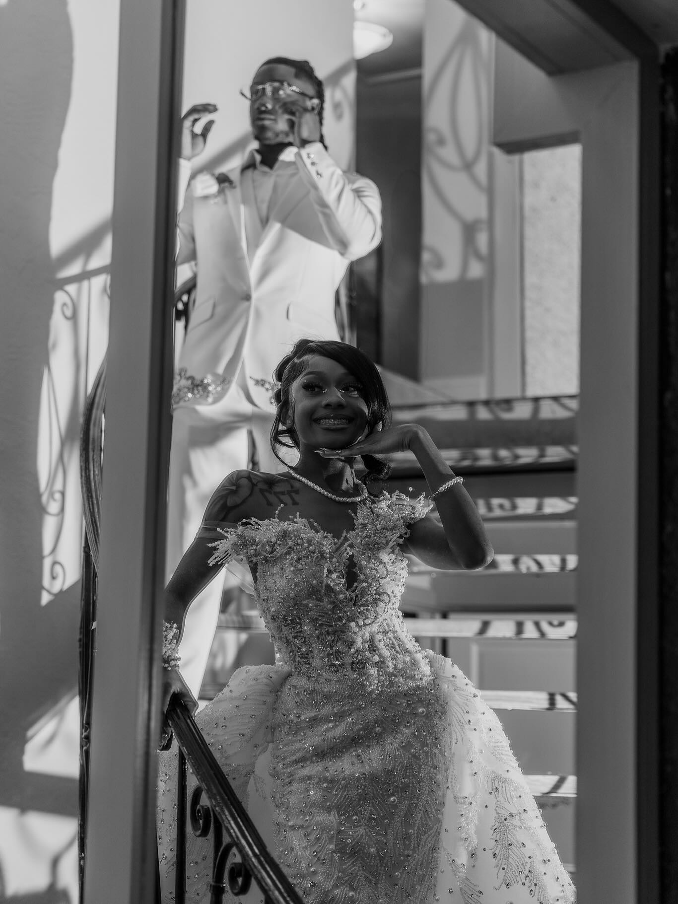 White Mermaid Prom Dress with Detachable Ball Gown Overskirt Off Shoulder Sweetheart 3D White Feather Fringe Floral Beading Shoulder Silver Baroque Scroll Lace Rhinestone Sequin Barely There Sweep Train Gown