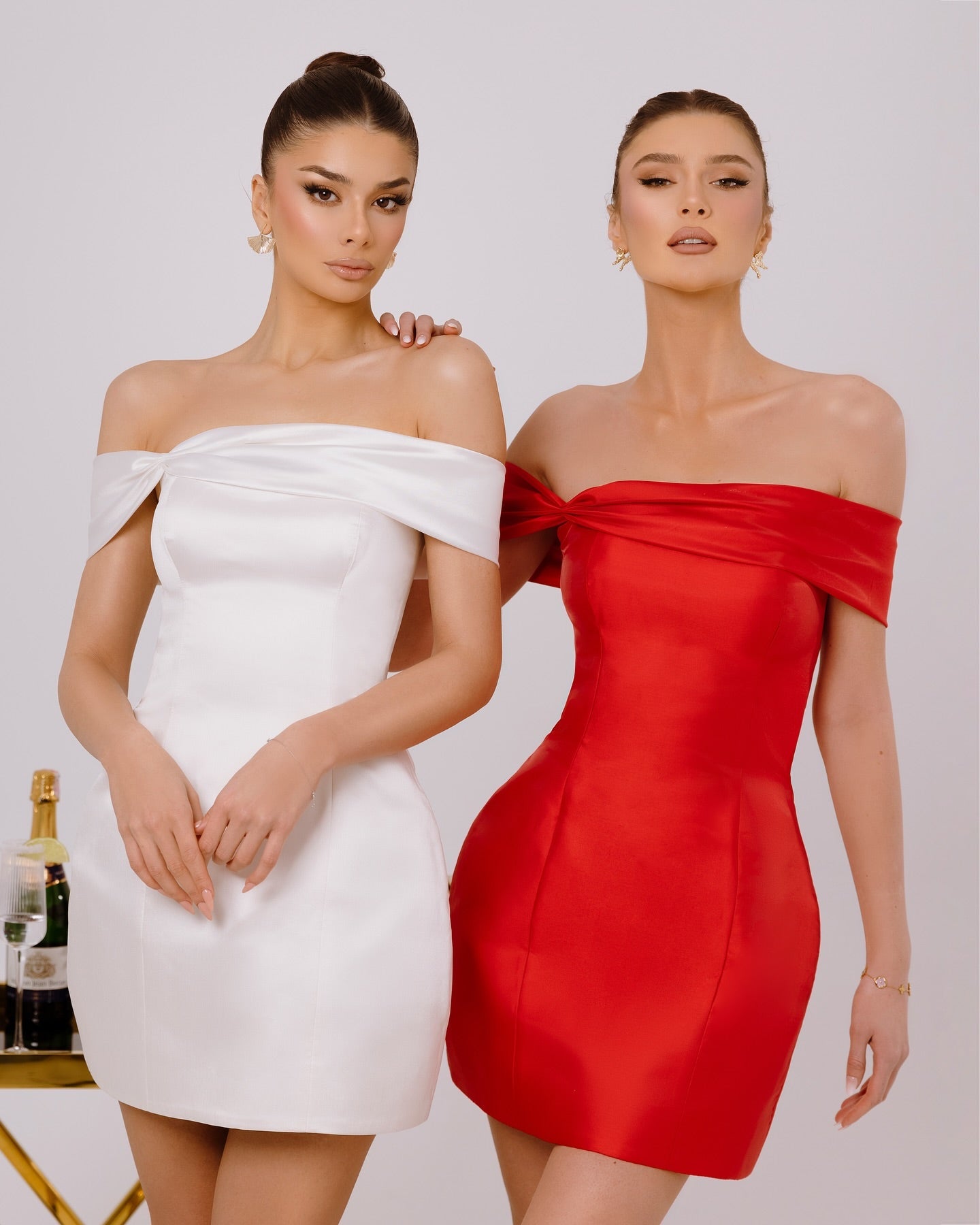 White Off-Shoulder Draped Bodycon Mini Cocktail Dress Sleeveless Satin