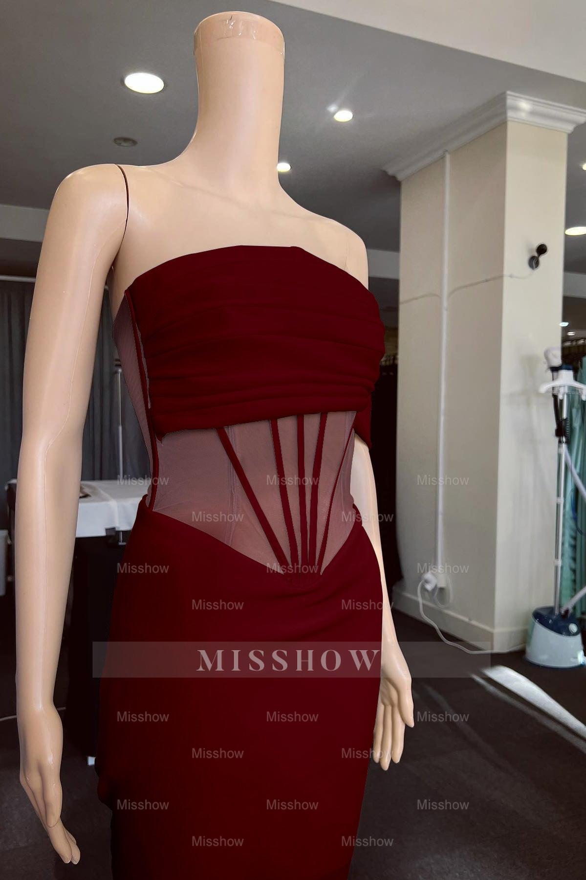 White Off the Shoulder Strapless Mermaid Formal Dress With Pleated