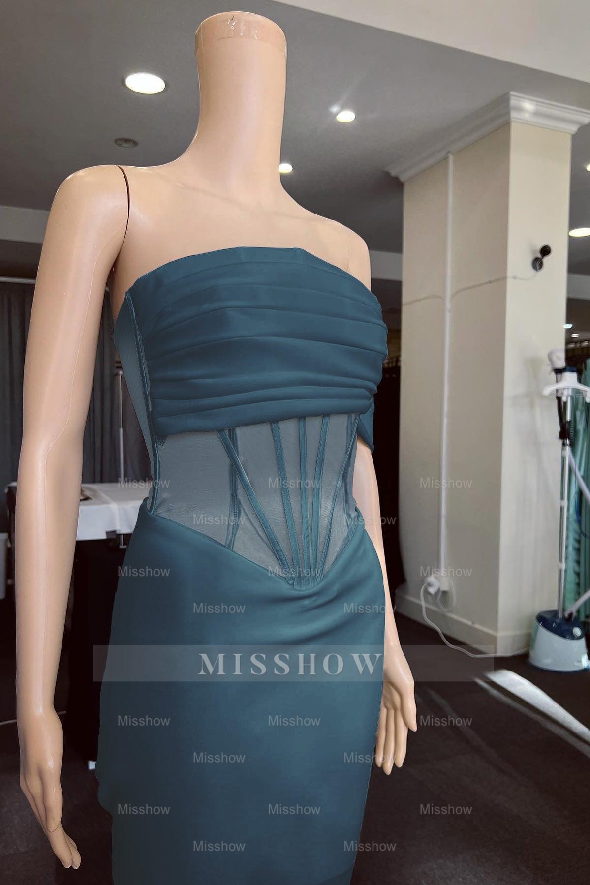 White Off the Shoulder Strapless Mermaid Formal Dress With Pleated