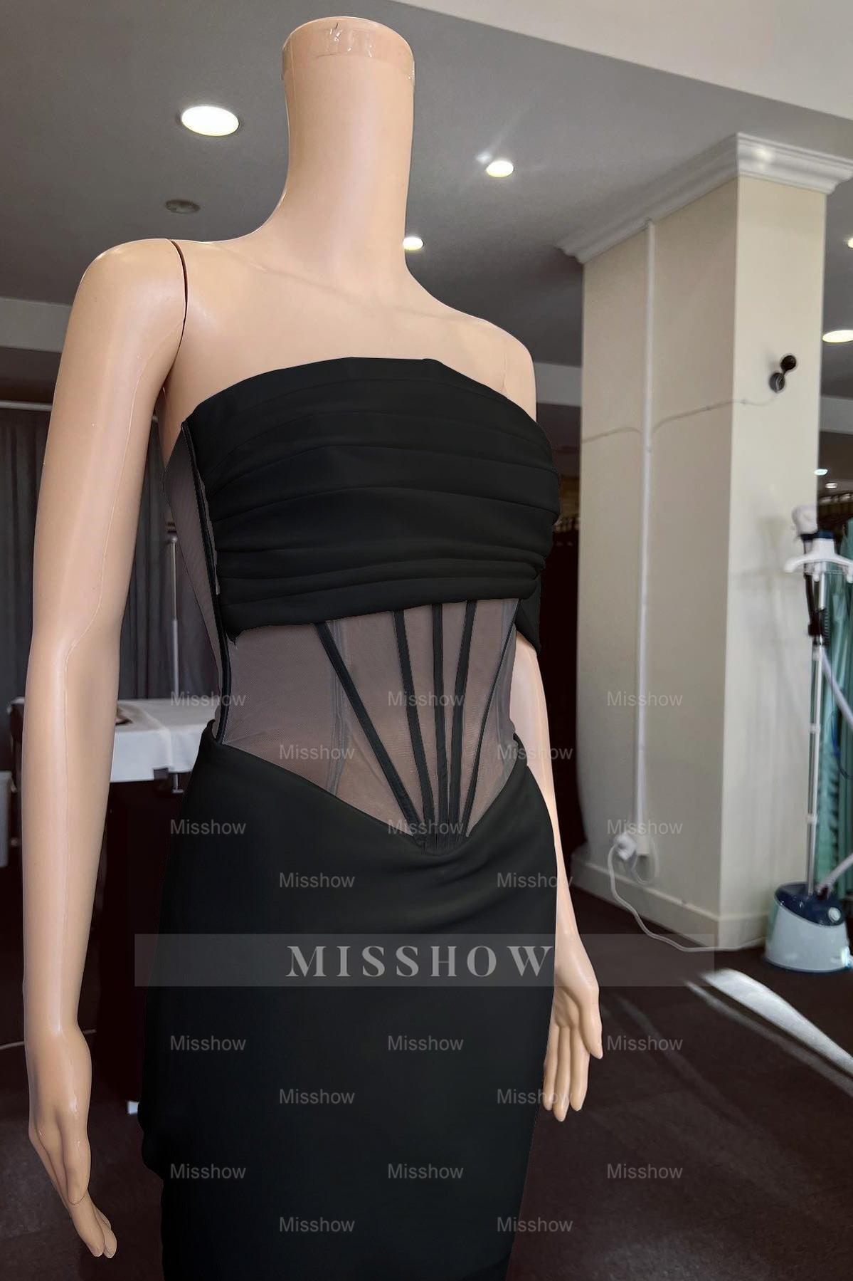 White Off the Shoulder Strapless Mermaid Formal Dress With Pleated