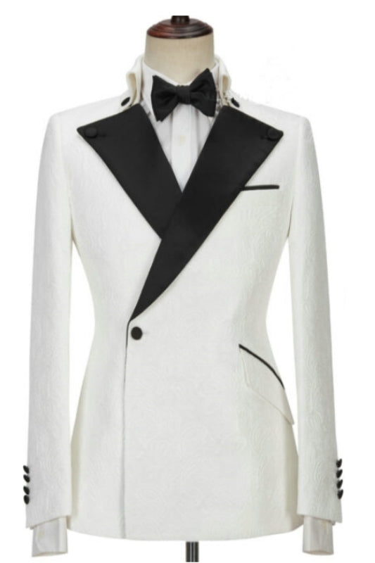 White Peaked Lapel Two-Piece Custom Prom Ensemble