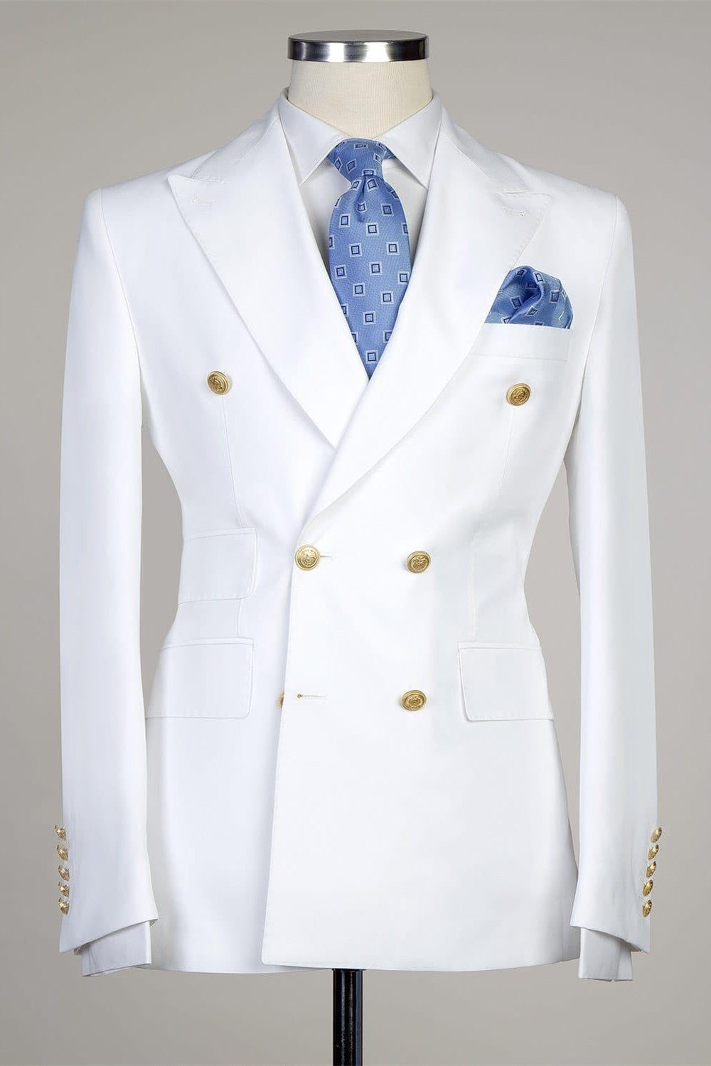 White Two-Piece Double Breasted Slim Fit Custom Men’s Suits