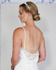 White V-Neck Spaghetti Strap Lace Sleeveless Mermaid Floor Length Formal Evening Dress