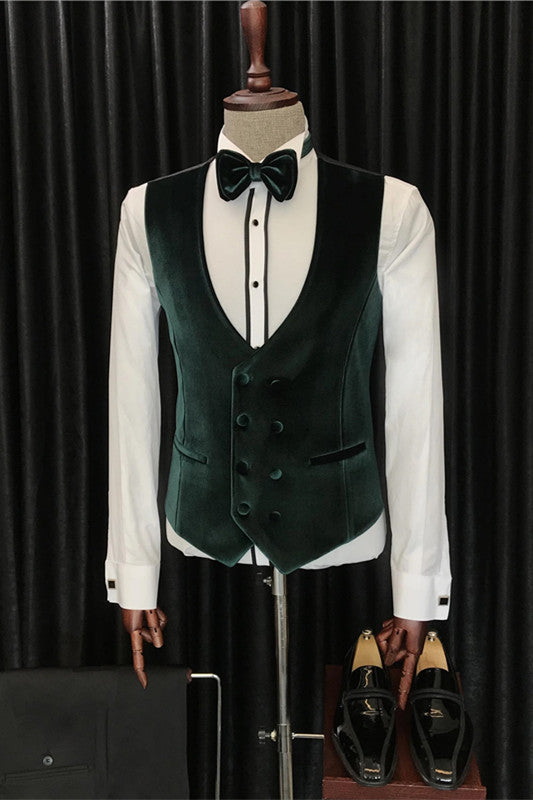 White Velvet Shawl Collar Three-Piece Groom's Wedding Suit