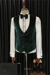 White Velvet Shawl Collar Three-Piece Groom's Wedding Suit