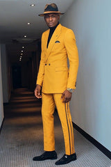 Yellow Peak Lapel Double Breasted Stylish Men’s Suits