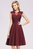 MISSHOW offers A-line Chiffon Appliques Jewel Sleeveless Knee-Length Bridesmaid Dresses with Ruffles at a good price from Misshow