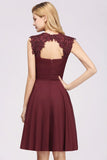 MISSHOW offers A-line Chiffon Appliques Jewel Sleeveless Knee-Length Bridesmaid Dresses with Ruffles at a good price from Misshow