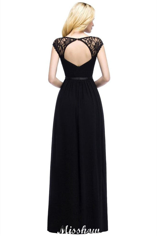 A-Line Chiffon Bridesmaid Dresses | Scoop Cap Sleeves Wedding Party Dress | MISSHOW A-Line Chiffon Bridesmaid Dresses | Scoop Cap Sleeves Wedding Party Dress | MISSHOW