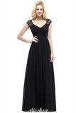 A-Line Chiffon Bridesmaid Dresses Scoop Cap Sleeves Wedding Party Dress