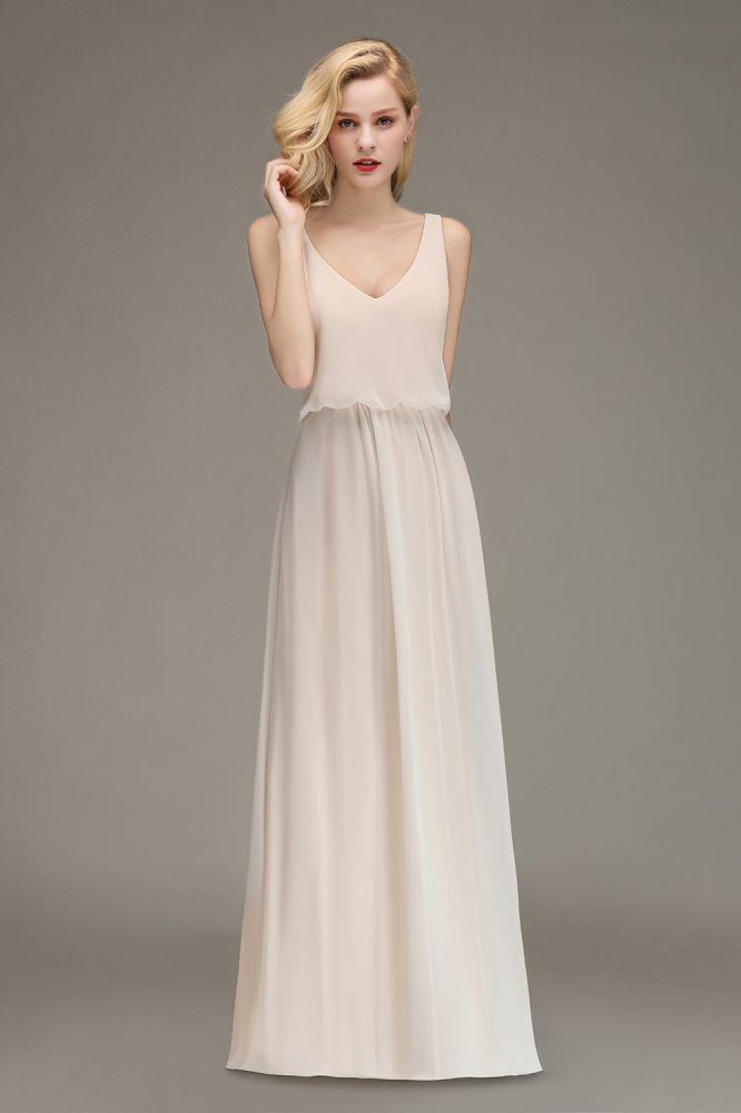 MISSHOW offers A-line Chiffon Floor Length Bridesmaid Dress Sleeveless Evening Swing Dress at a good price from Misshow