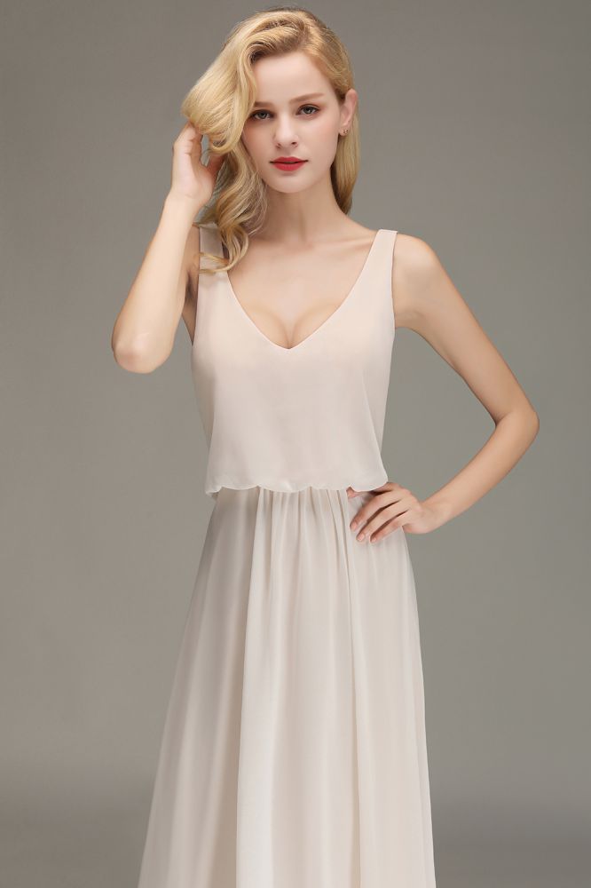 MISSHOW offers A-line Chiffon Floor Length Bridesmaid Dress Sleeveless Evening Swing Dress at a good price from Misshow