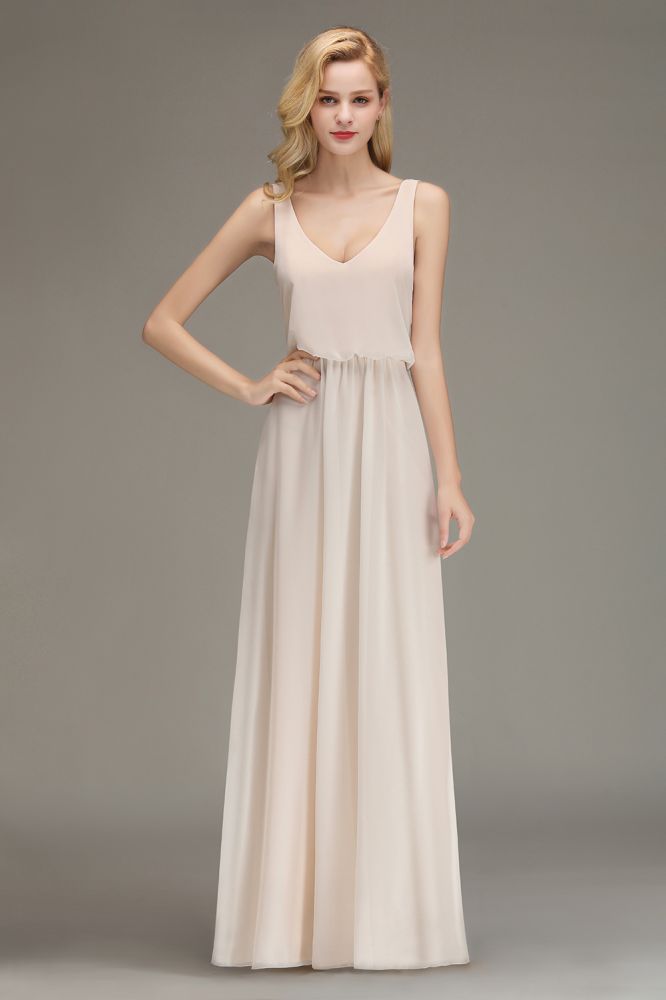 MISSHOW offers A-line Chiffon Floor Length Bridesmaid Dress Sleeveless Evening Swing Dress at a good price from Misshow