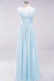 MISSHOW offers A-line Chiffon Lace Jewel Sleeveless Floor-Length Bridesmaid Dresses with Appliques at a good price from Misshow
