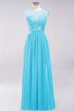 MISSHOW offers A-line Chiffon Lace Jewel Sleeveless Floor-Length Bridesmaid Dresses with Appliques at a good price from Misshow