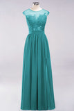 MISSHOW offers A-line Chiffon Lace Jewel Sleeveless Floor-Length Bridesmaid Dresses with Appliques at a good price from Misshow