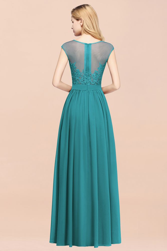 MISSHOW offers A-line Chiffon Lace Jewel Sleeveless Floor-Length Bridesmaid Dresses with Appliques at a good price from Misshow
