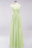 MISSHOW offers A-line Chiffon Lace Jewel Sleeveless Floor-Length Bridesmaid Dresses with Appliques at a good price from Misshow