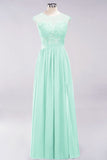 MISSHOW offers A-line Chiffon Lace Jewel Sleeveless Floor-Length Bridesmaid Dresses with Appliques at a good price from Misshow