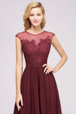 MISSHOW offers A-line Chiffon Lace Jewel Sleeveless Floor-Length Bridesmaid Dresses with Appliques at a good price from Misshow