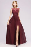 MISSHOW offers A-line Chiffon Lace Jewel Sleeveless Floor-Length Bridesmaid Dresses with Appliques at a good price from Misshow