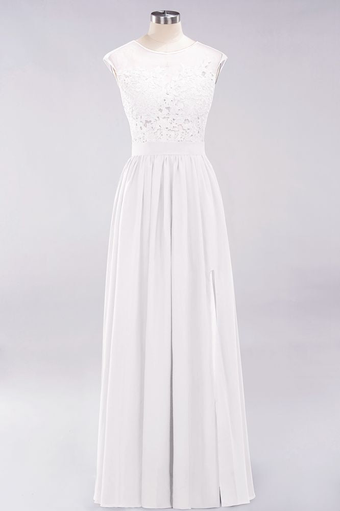MISSHOW offers A-line Chiffon Lace Jewel Sleeveless Floor-Length Bridesmaid Dresses with Appliques at a good price from Misshow