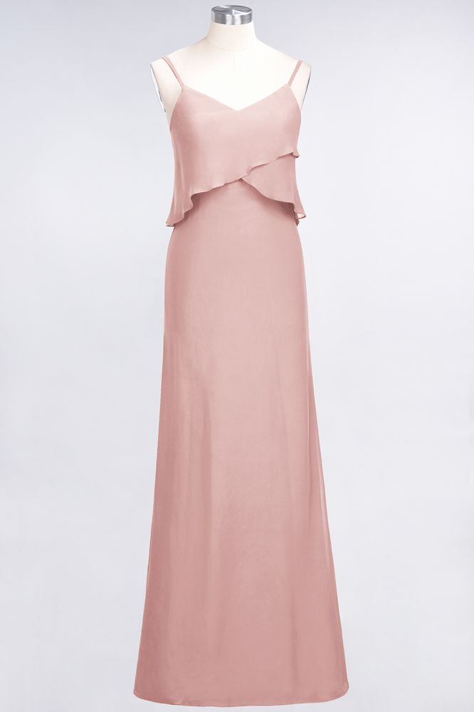 MISSHOW offers A-Line Chiffon Spaghetti V-Neck Bridesmaid Dress Sleeveless Maid of Honor Dress at a good price from Misshow