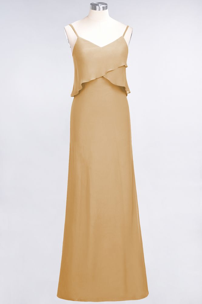 MISSHOW offers A-Line Chiffon Spaghetti V-Neck Bridesmaid Dress Sleeveless Maid of Honor Dress at a good price from Misshow