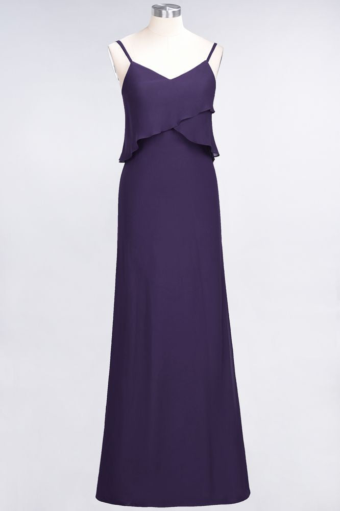 MISSHOW offers A-Line Chiffon Spaghetti V-Neck Bridesmaid Dress Sleeveless Maid of Honor Dress at a good price from Misshow