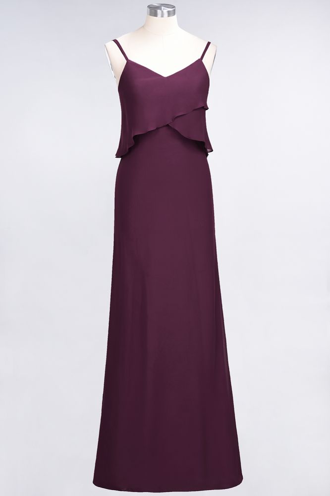MISSHOW offers A-Line Chiffon Spaghetti V-Neck Bridesmaid Dress Sleeveless Maid of Honor Dress at a good price from Misshow