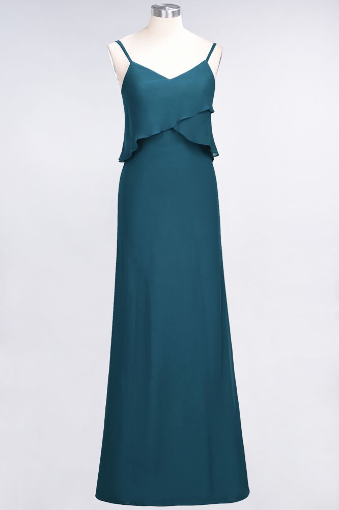 A-Line Chiffon Spaghetti V-Neck Bridesmaid Dress Sleeveless Maid of Honor Dress | MISSHOW A-Line Chiffon Spaghetti V-Neck Bridesmaid Dress Sleeveless Maid of Honor Dress | MISSHOW