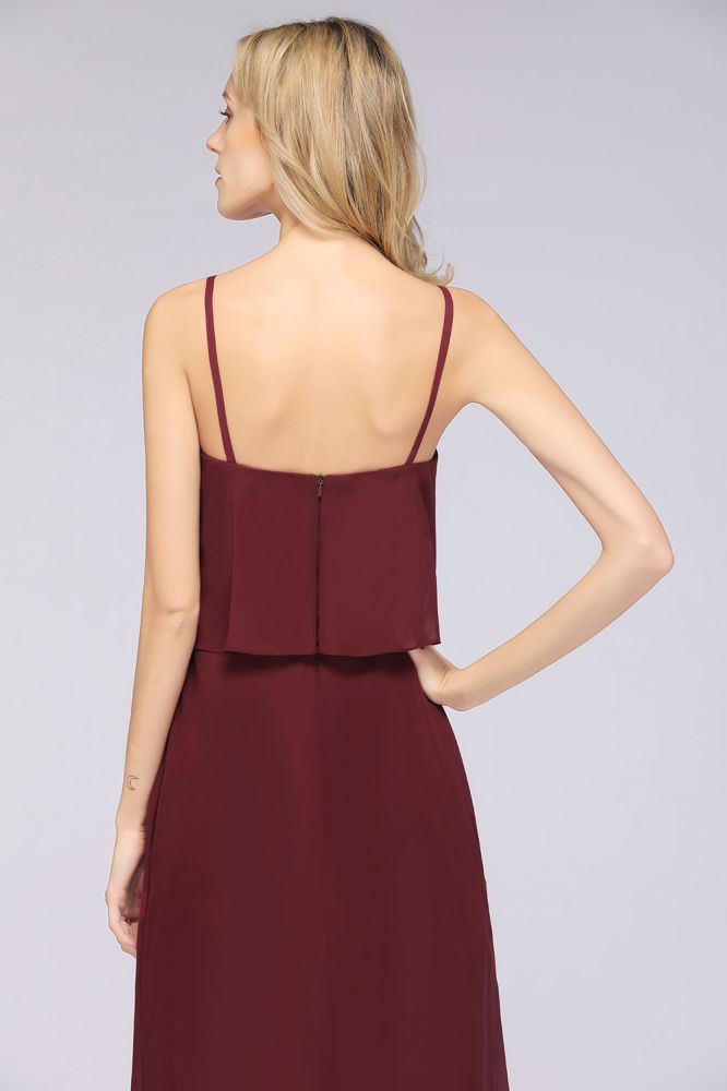 MISSHOW offers A-Line Chiffon Spaghetti V-Neck Bridesmaid Dress Sleeveless Maid of Honor Dress at a good price from Misshow