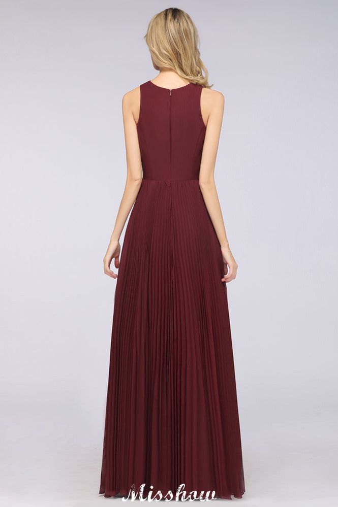 MISSHOW offers A-Line Chiffon V-Neck Sleeveless Bridesmaid Dress Floor-Length Ruffles Side Split Evening Gown at a good price from 100D Chiffon to A-line Floor-length them. Lightweight yet affordable home,beach,swimming useBridesmaid Dresses.